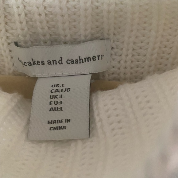 NWT CUPCAKES and CASHMERE STRIPED GREEN WHITE KNIT OVERSIZED PULLOVER Sz L . - Picture 5 of 9